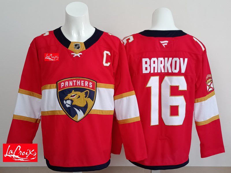 Men 2025 Florida Panthers #16 Barkov Red Fanatics Home Premium NHL Jersey style 6->florida panthers->NHL Jersey